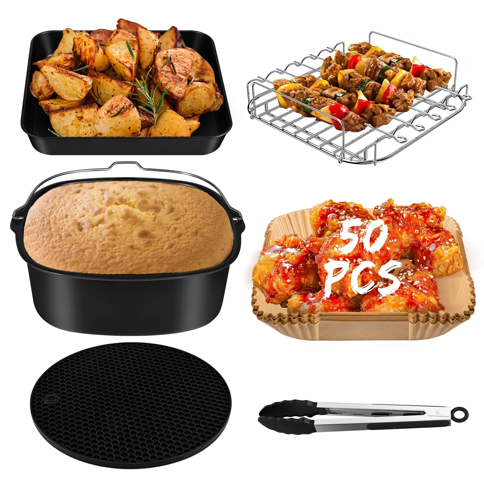 BISNIE Air Fryer Accessories Set,Food Grade Material BPA Free Non-Stick Coating for COSORI 5.5L(2.79lb)
