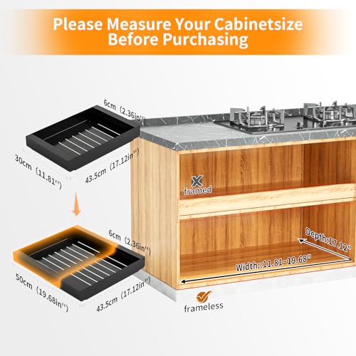 Expandable Pull out Cabinet Organizer, Pull out drawers for cabinets with Adhesive Nano Film, Slide out Cabinet Organizer Drawer Storage for Kitchen, Living Room, Home, 19.7