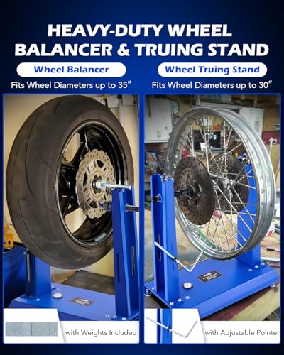 Orion Motor Tech Motorcycle Wheel Balancer & Truing Stand, Tire Balancer Stand for Motorcycle Wheel with Adjustable Truing Pointer, Heavy Duty Bicycle Wheel Truing Stand for Sport Dirt Bike