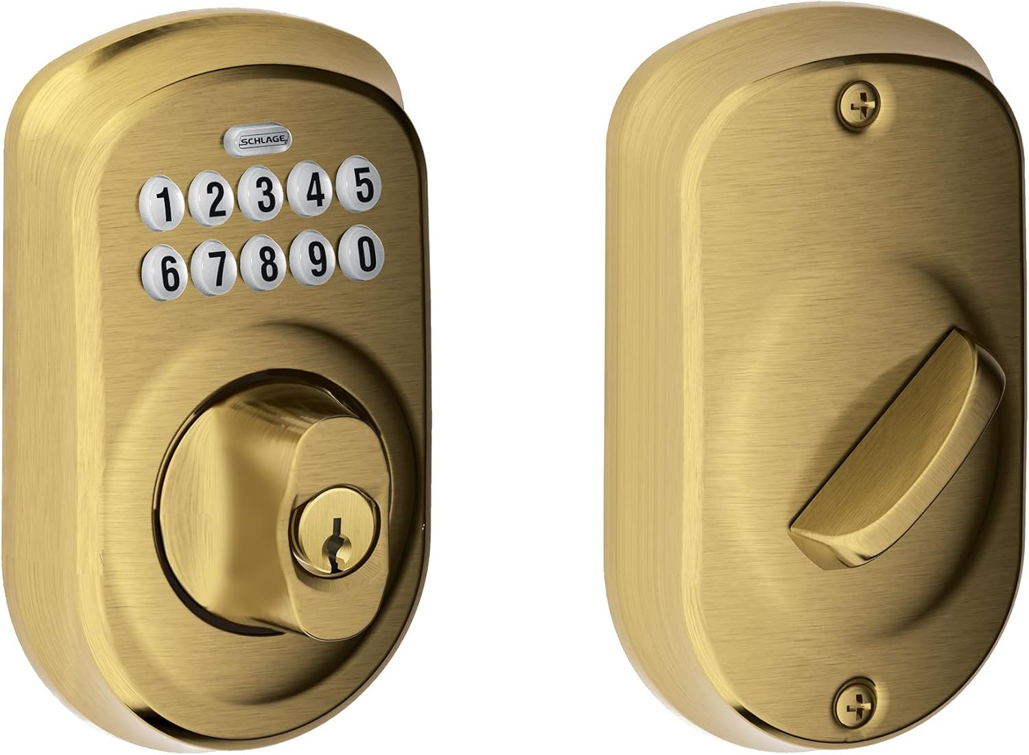 Schlage BE365 V CAM 716 Camelot Keypad Deadbolt, Electronic Keyless Entry Lock, Aged Bronze