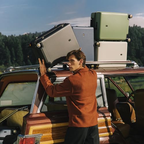 LEVEL8 Trunk Luggage, Large Suitcase 28 Inch Luggage with Spinner Wheels, Luminous Textured 28 Inch Checked Large Luggage, Lightweight Hard Case with Tsa Lock, 28 Inch, Black