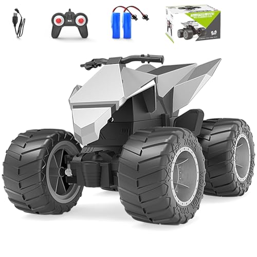 Cyber Style ATV Motorcycle Toy with Remote Control Dual Motor Dual Battery RC Car 2.4 Ghz Agile and Convenient Control 1/18 Model Truck Light Effect Age for 3 4 5 6 7 8 9 10 Year Old