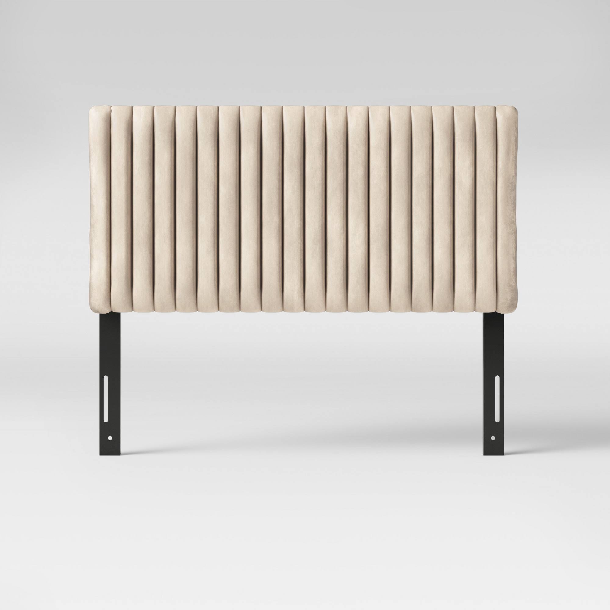 Queen Velvet Channel Headboard Cream Velvet - Opalhouse
