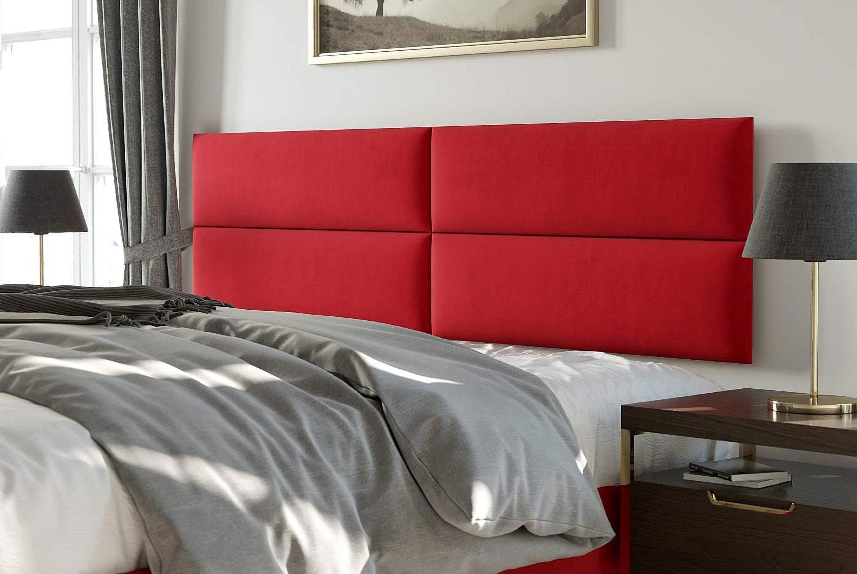 Upholstered Headboards - Accent Wall Panels - Micro Suede Red Melon - Queen/Full - Set Of 4 Panels (Each Individual Panel 30