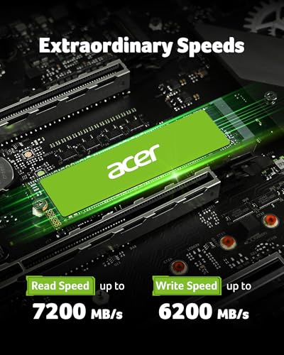 acer FA200 NVMe Gen4 SSD 1TB, PCIe 4.0, M.2 2280, Read Speeds Up to 7200MB/s, Internal Solid State Drive for Laptop, Desktop PC and PS5 Upgrade - BL.9BWWA.124
