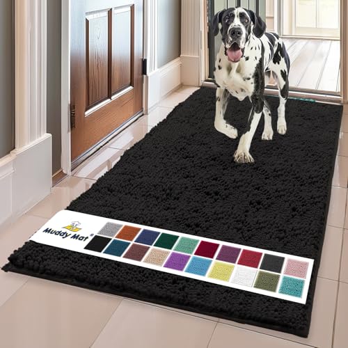 Muddy Mat® Shown on TV – Super Absorbent Microfiber Dog Door Mat for Muddy Paws, Non-Slip Washable Pet Rug, Quick Dry Chenille Entryway Carpet, Machine Washable Indoor Outdoor mat, Beige 30