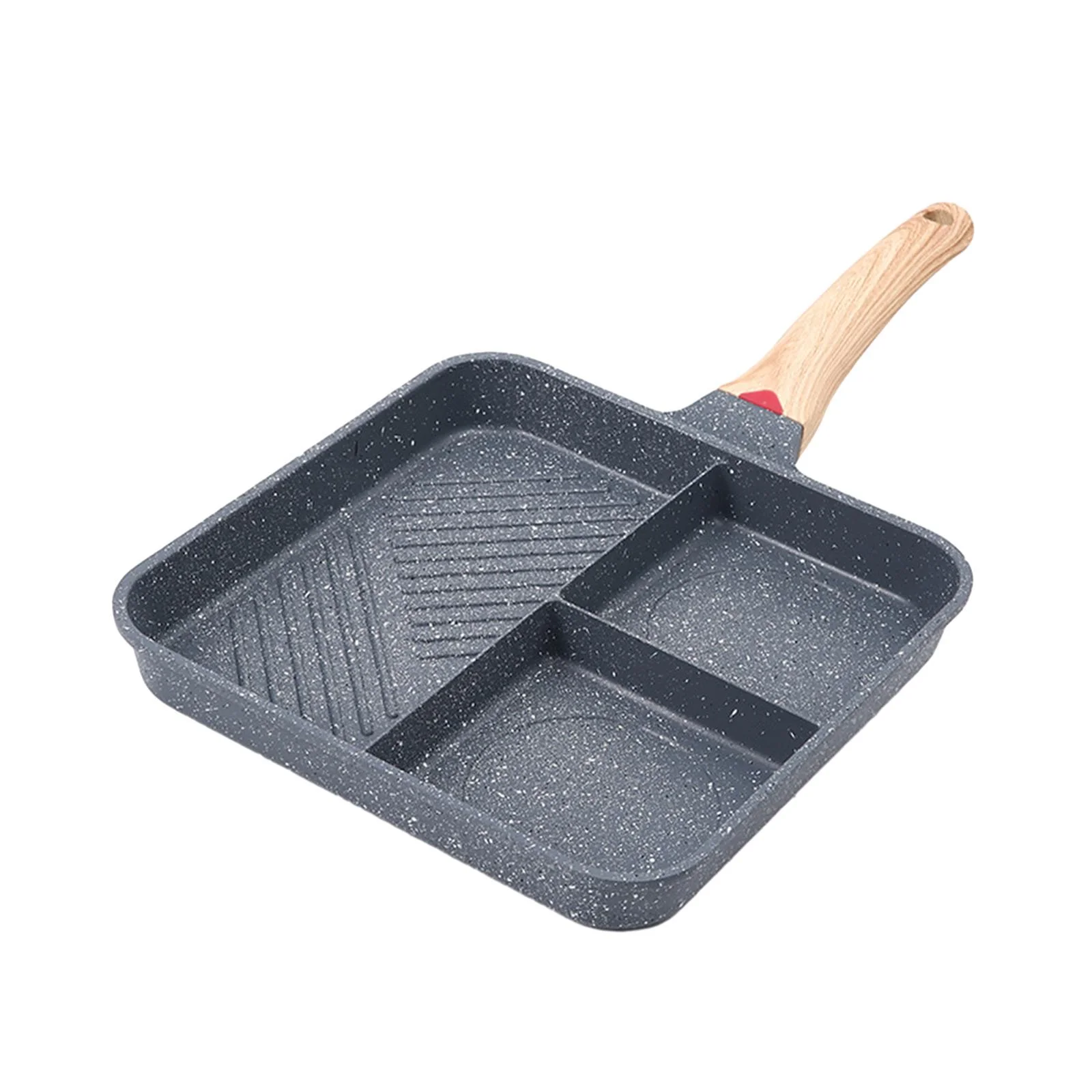 Esquirla Divided Grill Frying Pan Breakfast Frying Pan 3 Section Skillet Egg Steak Pan Nonstick Egg Frying Pan for Frying Burger