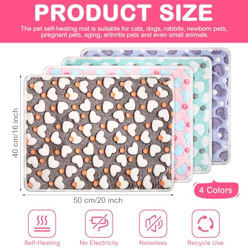 4 Pack Self Heating Cat Bed Cat Self Warming Pad with Removable Cover Extra Warm Thermal Pet Pad Washable Pet Crate Mat Anti Slip Kennel for Indoor Outdoor Pets (Christmas Tree,16 x 20 Inches)