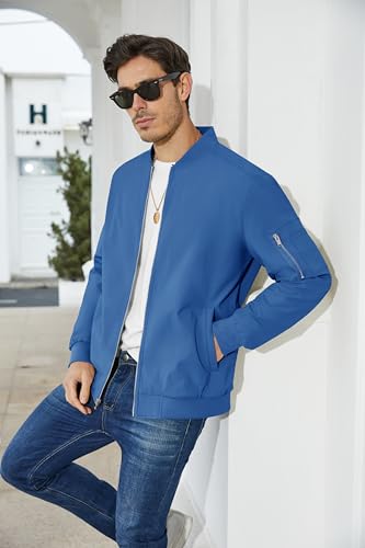 MAGCOMSEN Men's Jacket Lightweight Bomber Jacket Casual Windbreaker Jackets Windproof Zip Up Coats with 5 Pockets