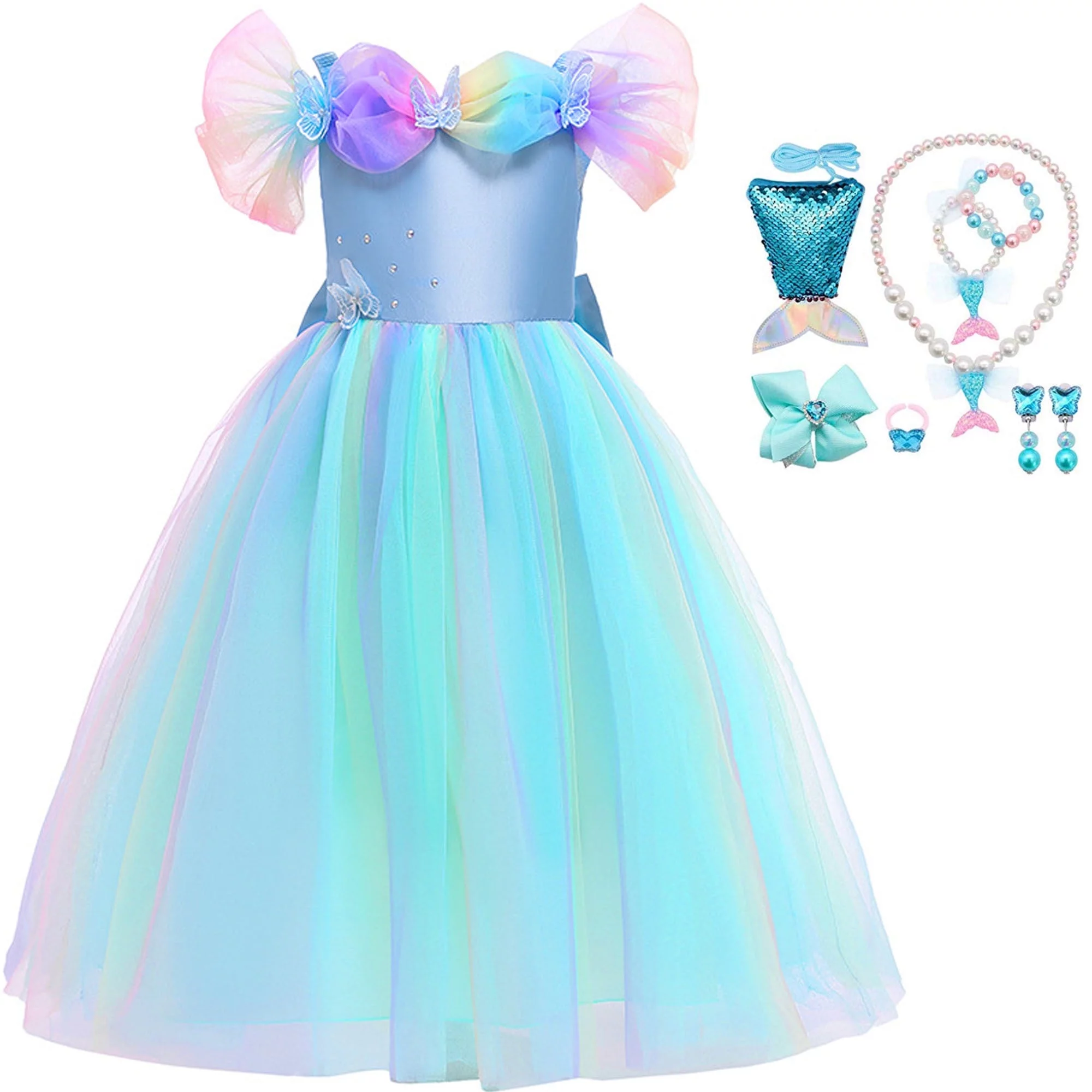 Princess Costume for Girls Cinderella Fancy Party Dress Up Cosplay Outfit