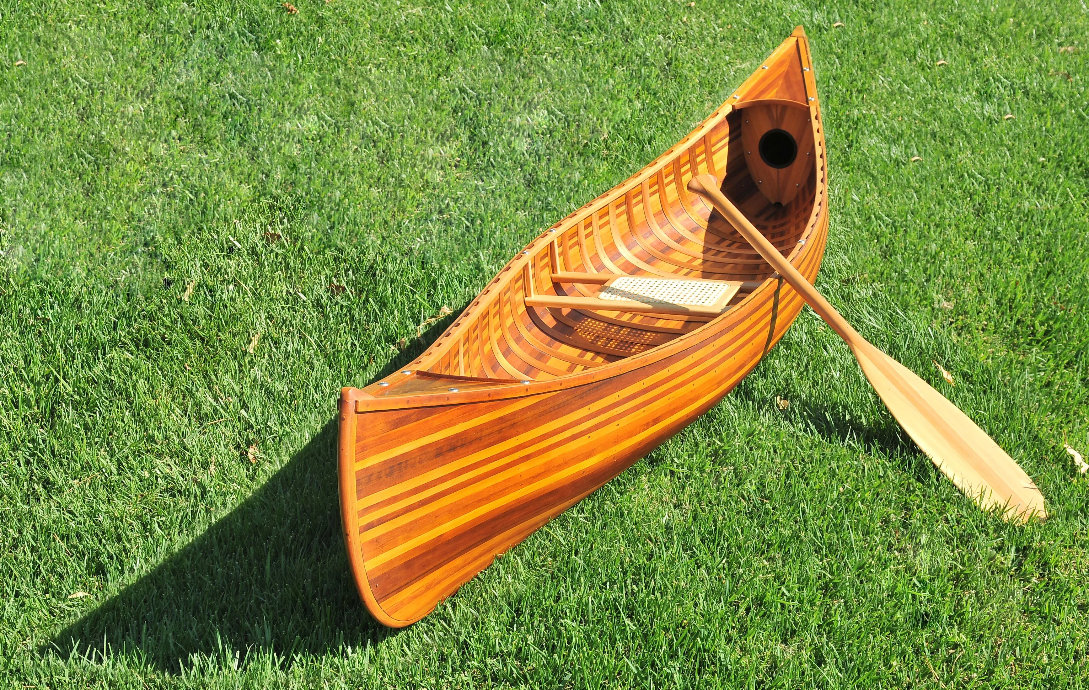 Wooden Canoe With Ribs Curved Bow Matte Finish 10 ft