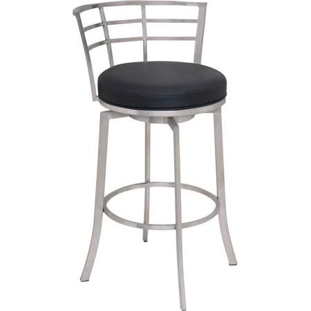 Armen Living Viper Barstool, Brushed Stainless Steel Finish with PU Up