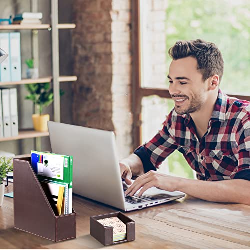 Desk Accessories and Workspace Organizers, 4 PCS Office Supplies Storage Decoration Set- Pencil Cup, Magazine File Holder, Letter Mail Sorter, Sticky Note Holder, Cute Desktop Caddy for Women Men