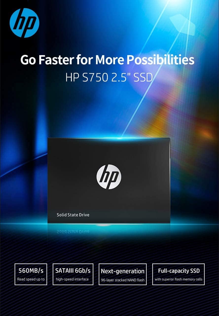 HP S750 3D NAND TLC 1TB Internal PC SSD - SATA III Gb/s, 2.5