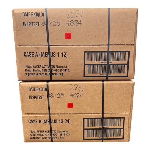 MRE Meals Ready to Eat A and B Cases 2025 inspection. Genuine Military Emergency Meals Camping (24 meals)