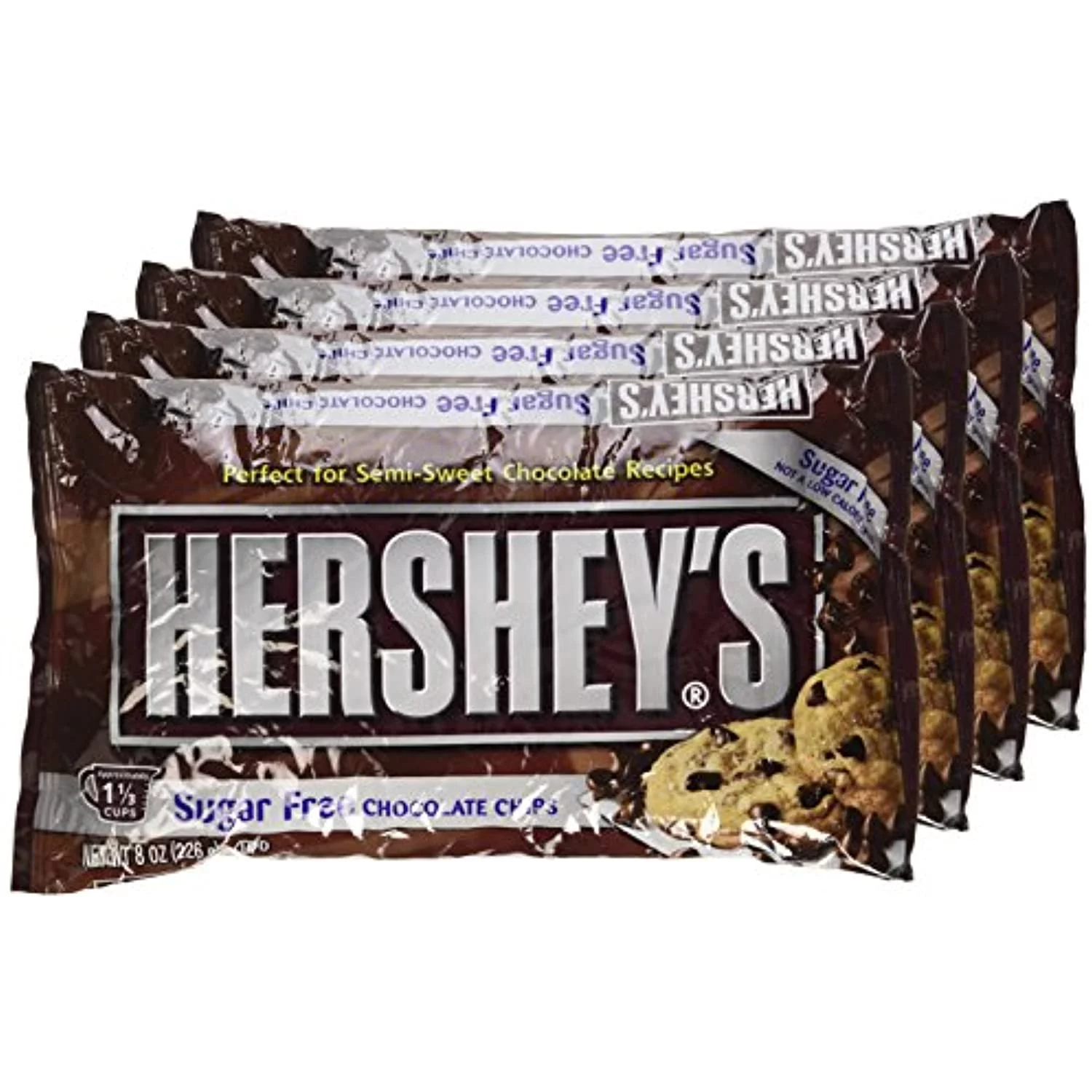 Hersheys Baking Chips Chocolate Semi Sweet Sugar Free, 8-Ounce Bags (Pack Of 6)