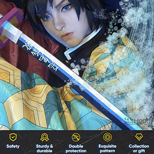 Cosplay Anime Swords, Real Demon Slayer Sword, Handmade Katana Samurai Sword, 40inches Real Steel Blade with Leather Scabbard