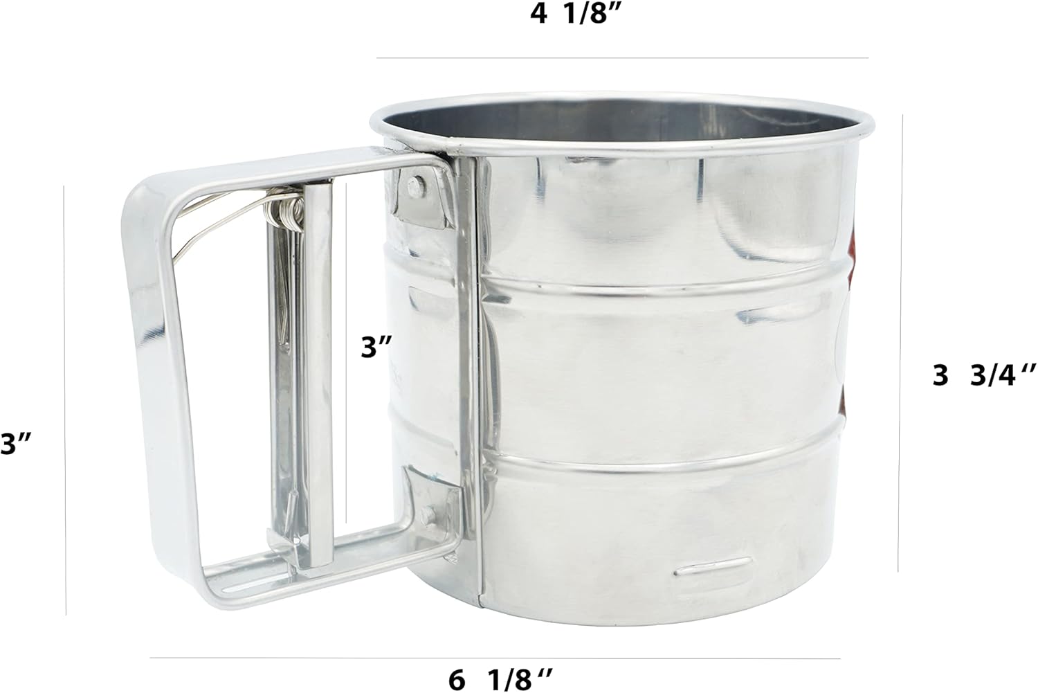 UNIWARE Flour Sifter for Baking,Stainless Steel Rotary Hand Crank -2.5 Cup-Double Layers Sieve with Hand Press.