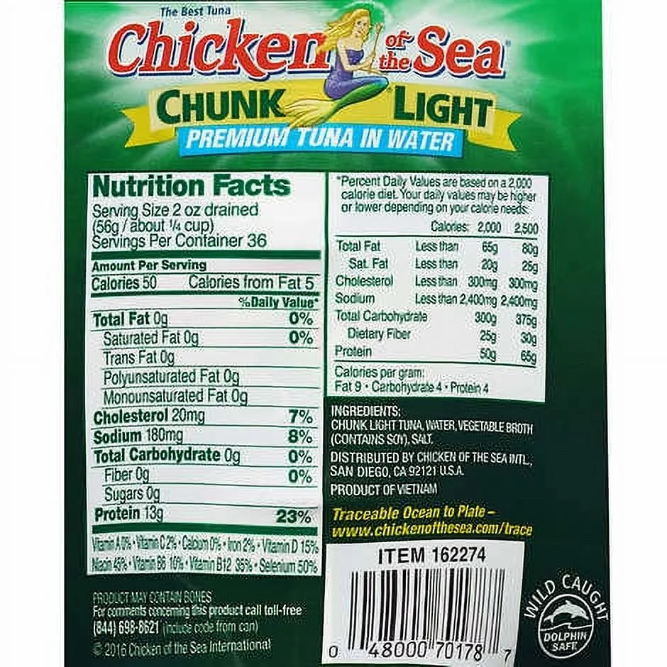 Chicken of the Sea Premium Chunk Light Tuna in Water 7 oz. Cans, 12-count