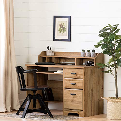 South Shore Versa Computer Hutch, Medium Desk, Winter Oak