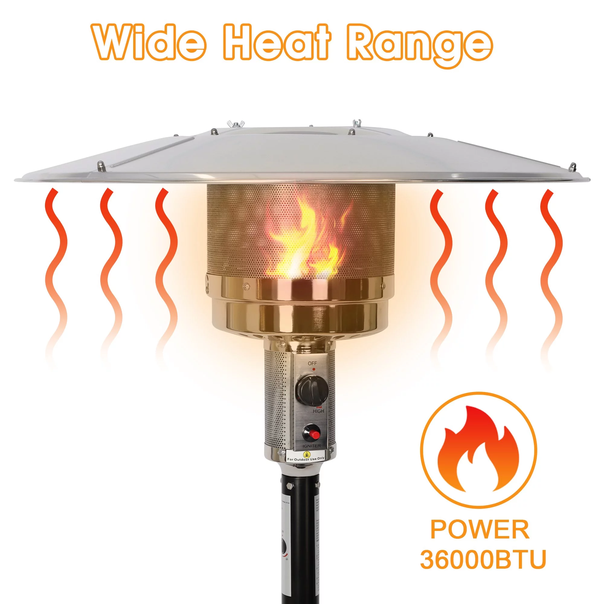 Propane Patio Heater for Outdoor Garden, 87 High Quick Space Warm Up with Simple Ignition System, Anti Tilt Switch Power Heater with Wheels, ETL Certified