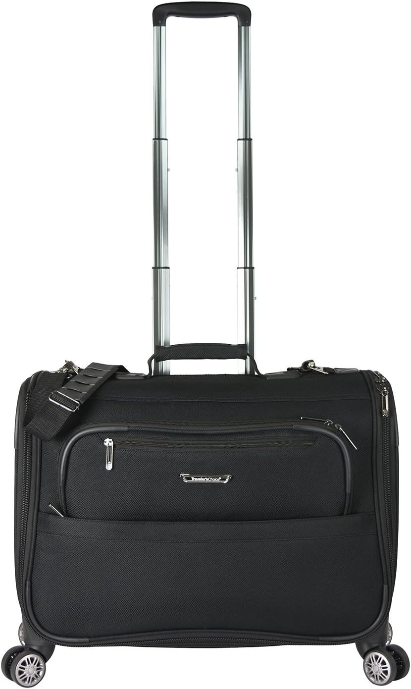 Traveler's Choice Carry-On Softside 8-Wheeled Spinner Garment Bag Luggage, Black, 21-Inch