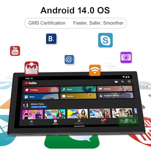 Tablet 2 in 1 Tablets 10 inch Android 14 Tablet Set with Keyboard Case Mouse Stylus Film, 8GB+64GB Tablets 10.1