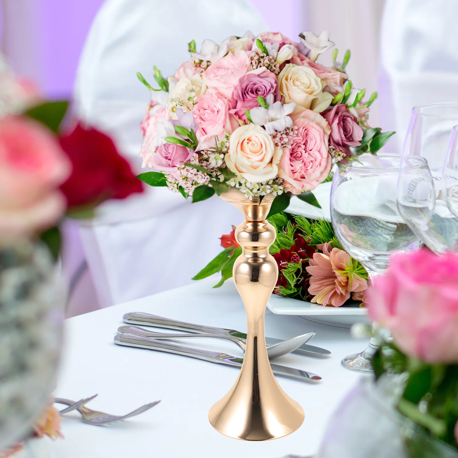 Wedding Decorations Wedding Flower Stand Metal Wrought Iron Vase 32X13cm Golden