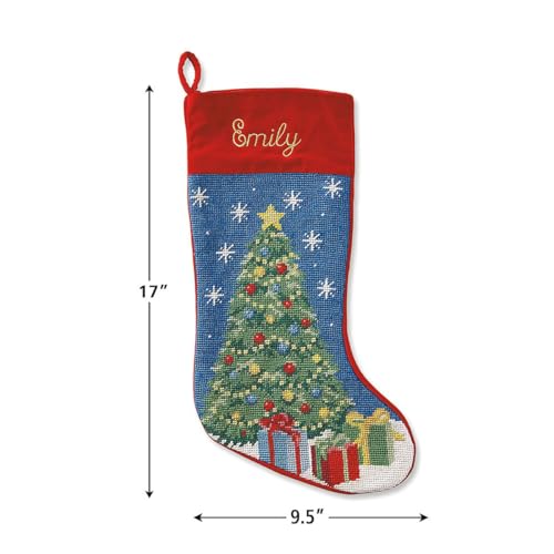 Lillian Vernon Santa Personalized Heirloom Christmas Needlepoint Stocking Stocking, 100% Wool, 9.5