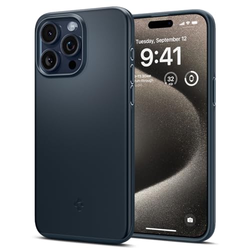 Spigen Thin Fit Designed for iPhone 15 Pro Max Case (2023) [Hard Shell] [Military-Grade Protection] - Black
