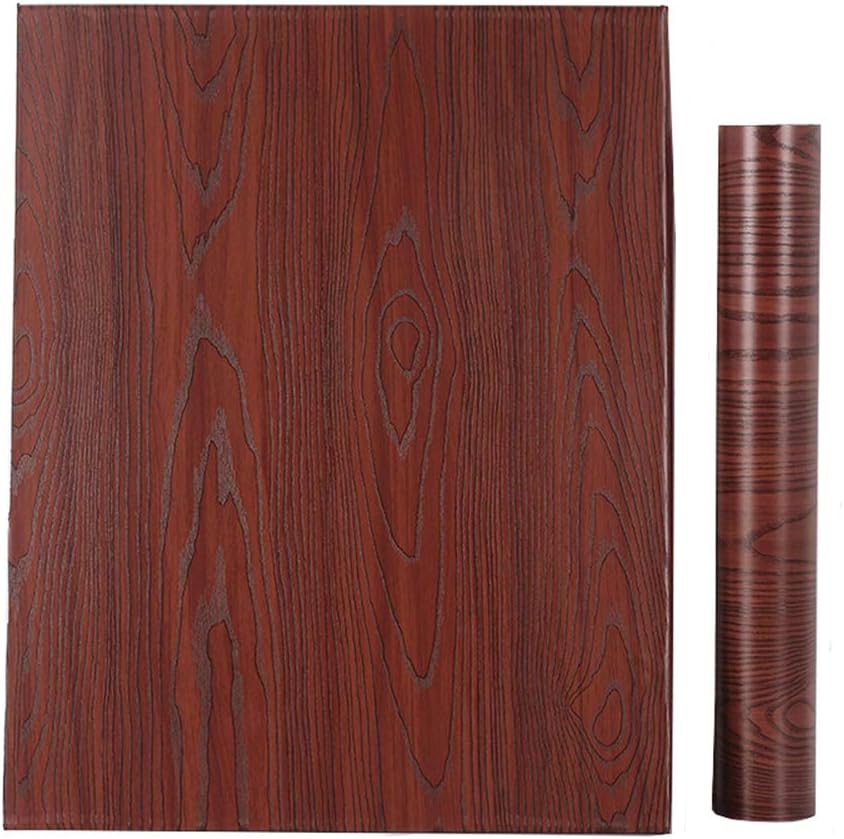 Faux Red Mahogany Wood Grain Contact Paper Peel and Stick Wood Wallpaper for Kitchen Cabinets Table Counter Top Desk Door Furniture Walls 15.7x117 Inches
