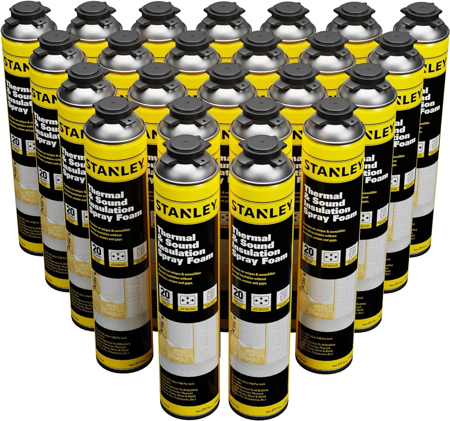 Stanley Supercoat Spray Foam Insulation Kit - Closed Cell, 480 Board feet, 27.1 oz, 24 Pack