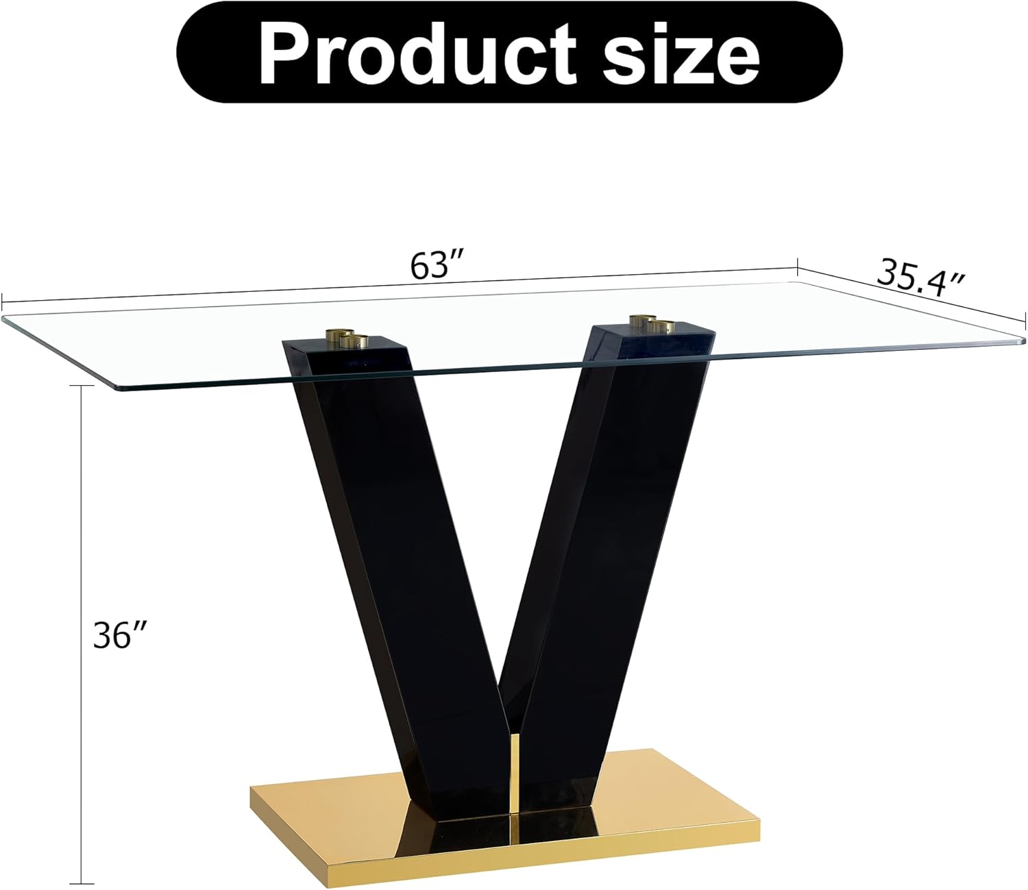 Large Modern Minimalist Rectangular Glass Dining Table for 6-8 - 0.4