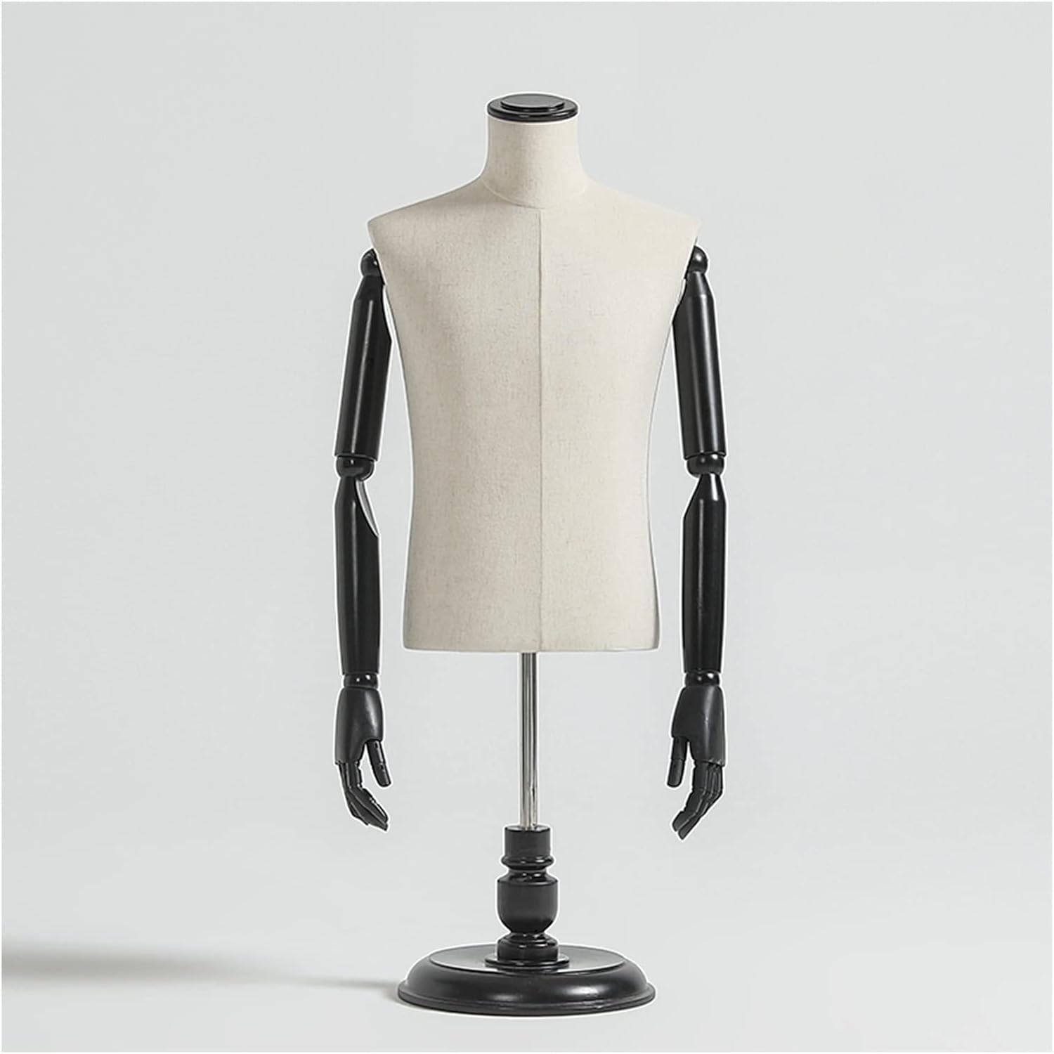 Mannequin Mannequin Body Torso Male, Tailors Dummy Sewing Maniquins Body Dress Form with Wooden Base Stand for Counter Retail Store Clothing Display Bust, 3 Col,Black,Round Plate,B