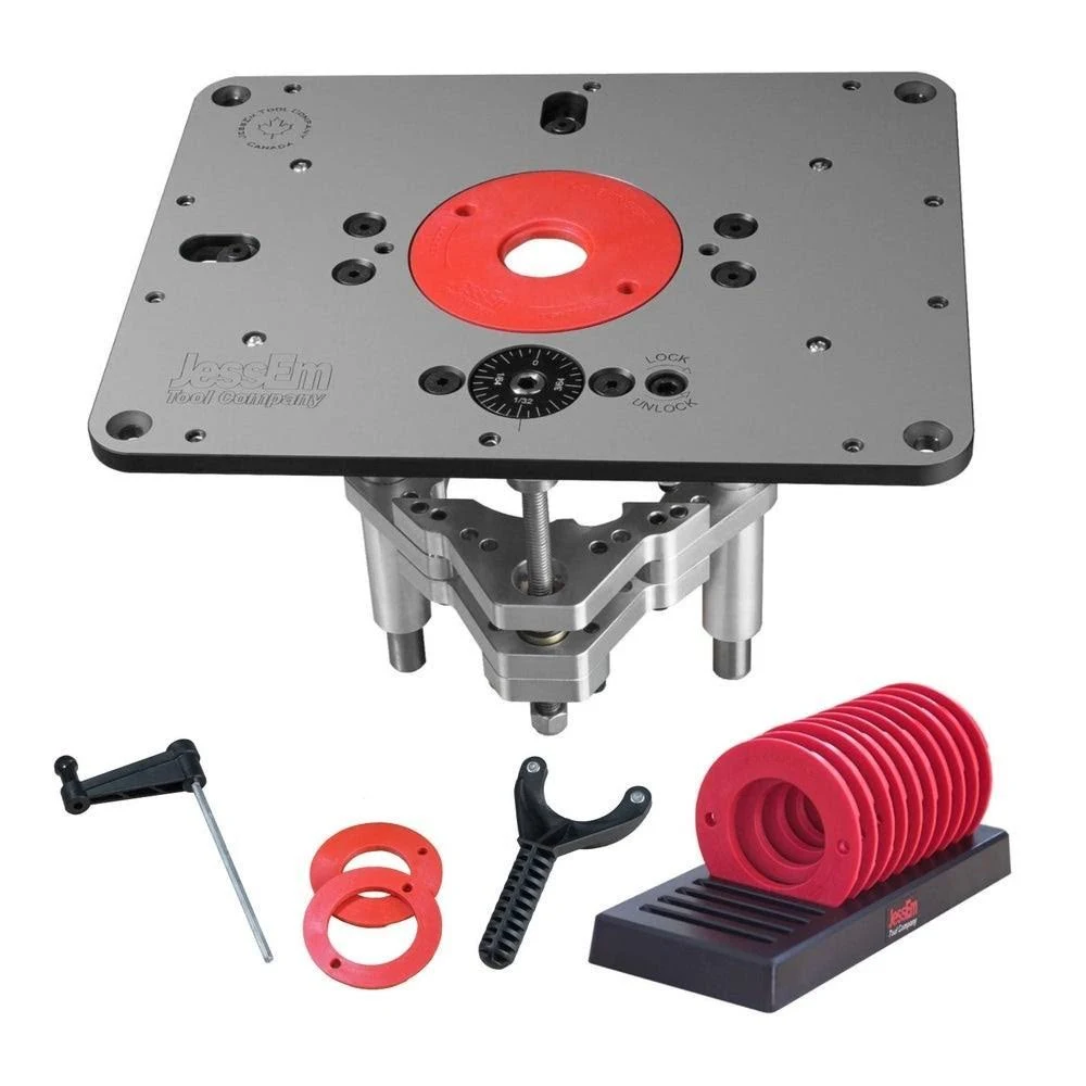 JessEm 02310 Rout-R-Lift II Router Lift and 10-Piece Insert Ring Set