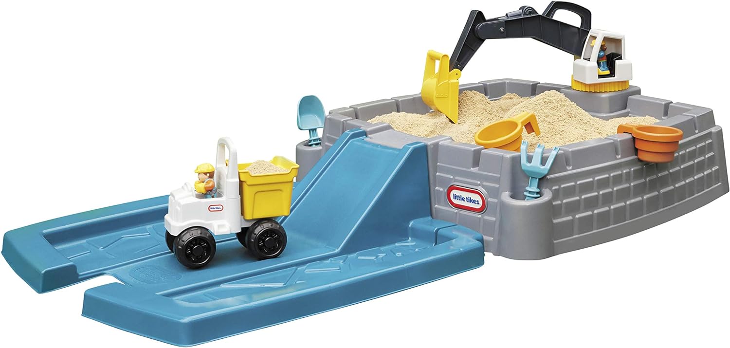 Little Tikes Dirt Diggers Excavator Sandbox for Kids, Including lid and Play Sand Accessories