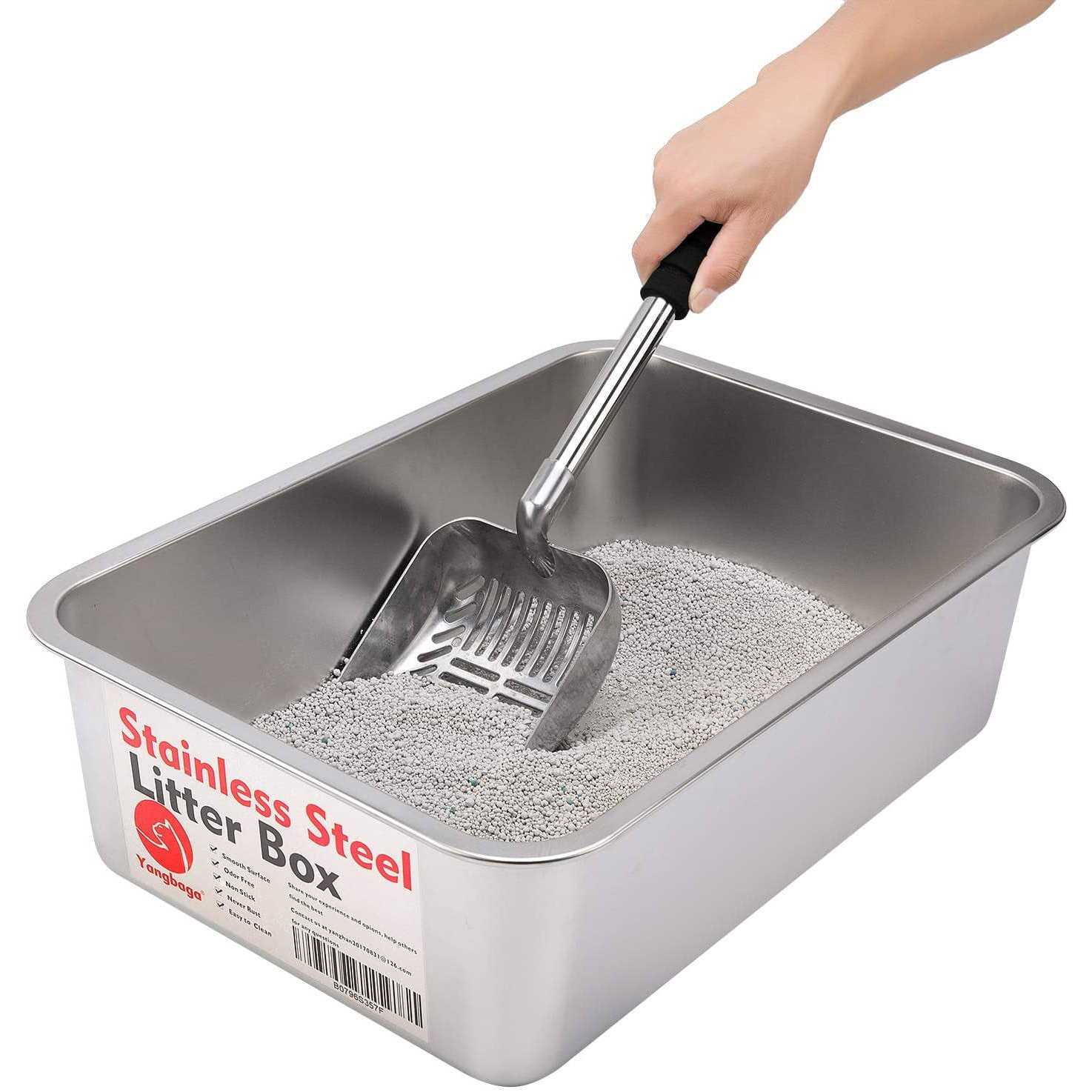 Yangbaga Metal Cat Litter Scoop with Deep Shovel&Long Handle,Detachable Stainless Steel Non-Stick Litter Sifter with Foam Padded Grip - Pet Supplies online store