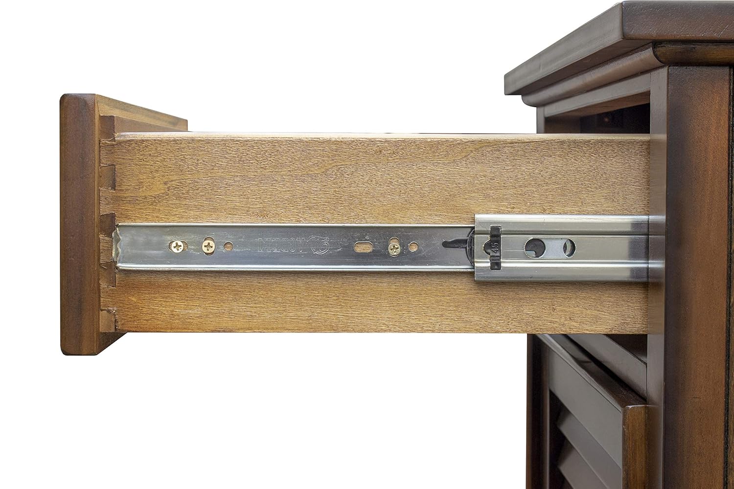 Sunset Trading Bahama Shutter Wood Nightstand, Felt Lined Drawer | Cabinet with Shelf, Tropical walnut