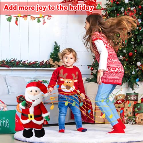 Singing Dancing Christmas Snowman Xmas Musical Plush Toy - Singing Rock Version of “Santa Claus is Coming to Town”, Interactive Xmas Snowman Toys, Fun Gift for Kids Adults, Holiday Decoration, 15”
