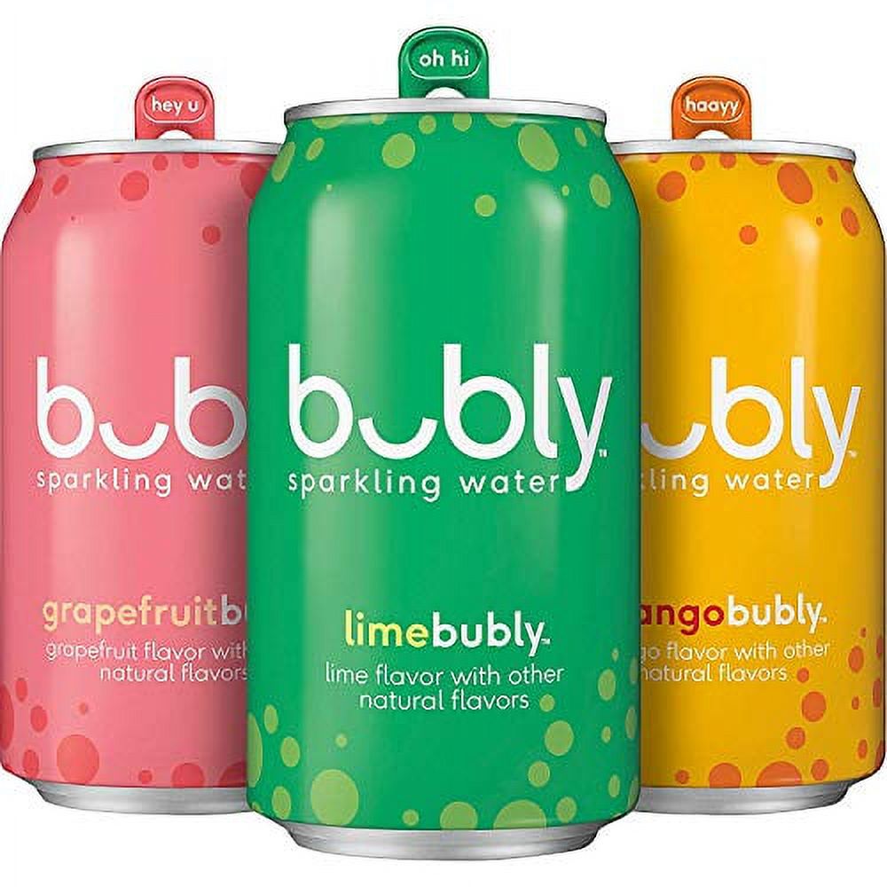 bubly Sparkling Water, Tropical Thrill Variety Pack, 12 fl oz Cans (18 Pack)
