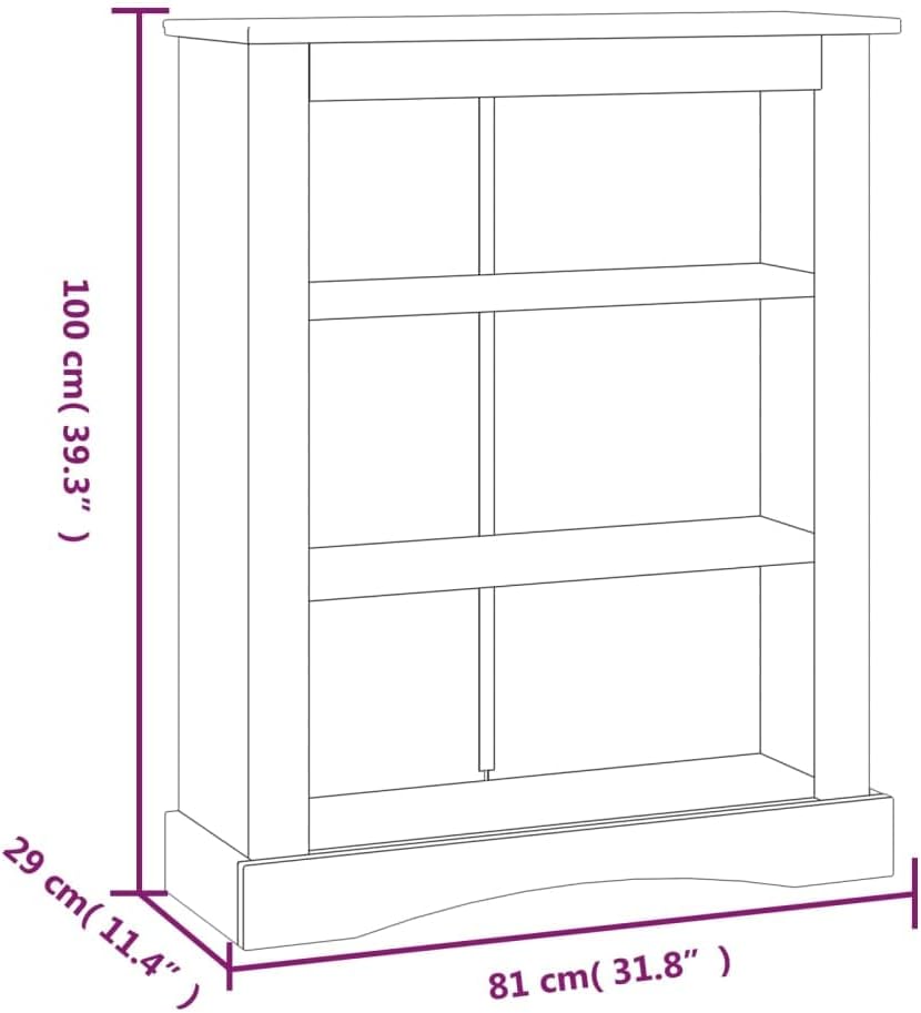 3-Tier Bookcase Office Furniture Bookshelf for Bedroom Bookshelve Office Bookcase Mexican Pine Corona 31.9