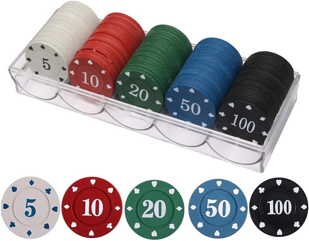 Poker Chips Set,Poker Chips with Denominations,Plastic Learning Counters Disks and Learning Math Counting Chips,Counter chip Holder,Game Night Party Supplies.