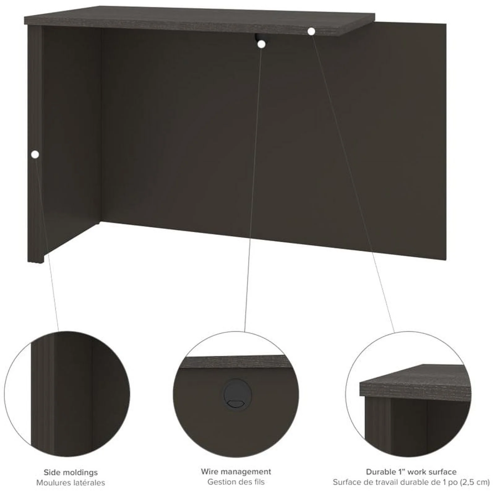 Atlin Designs 6 Piece Wood L Shaped Computer Desk with Hutch in Bark Gray