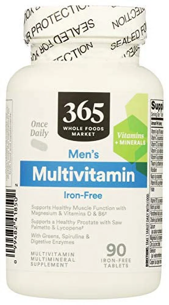 365 by Whole Foods Market, Supplements - Multivitamins, Men's - Iron Free (Tablets), 90 Count