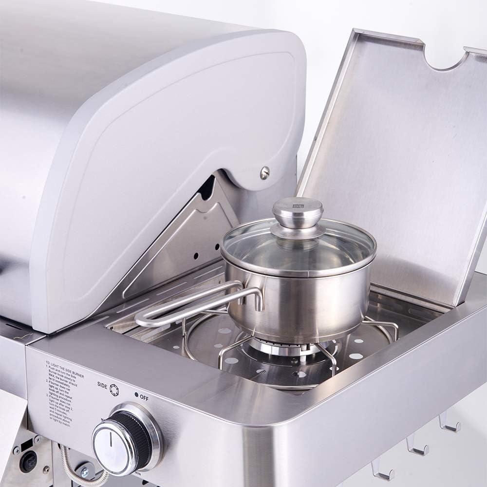 Monument Grills 41847NG Convertible 4-Burner Cabinet Style Natural Gas Grill ,Stainless Steel Propane Grills, LED Controls,Side Burner(Without Conversion Kit)