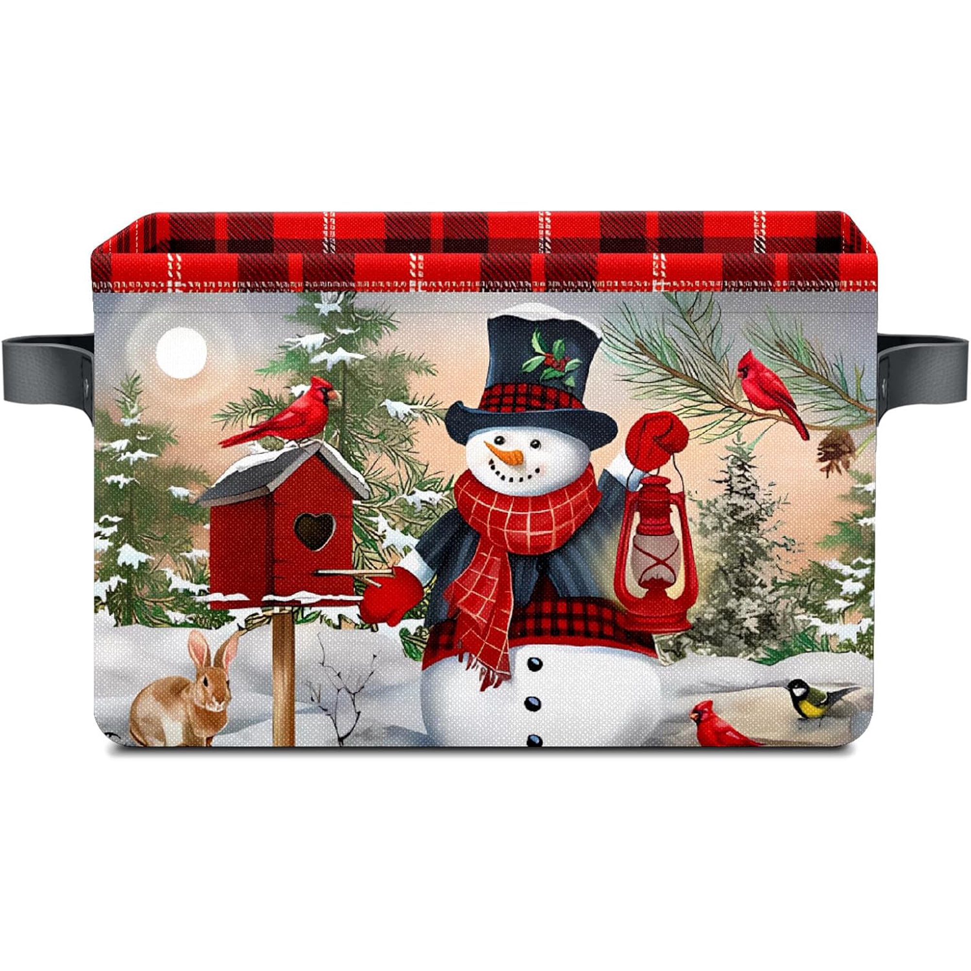 Stybn Christmas Snowman Foldable Baskets Storage Bins with Handles, Christmas Decorative Fabric Storage Basket Shelf baskets 2 2 count