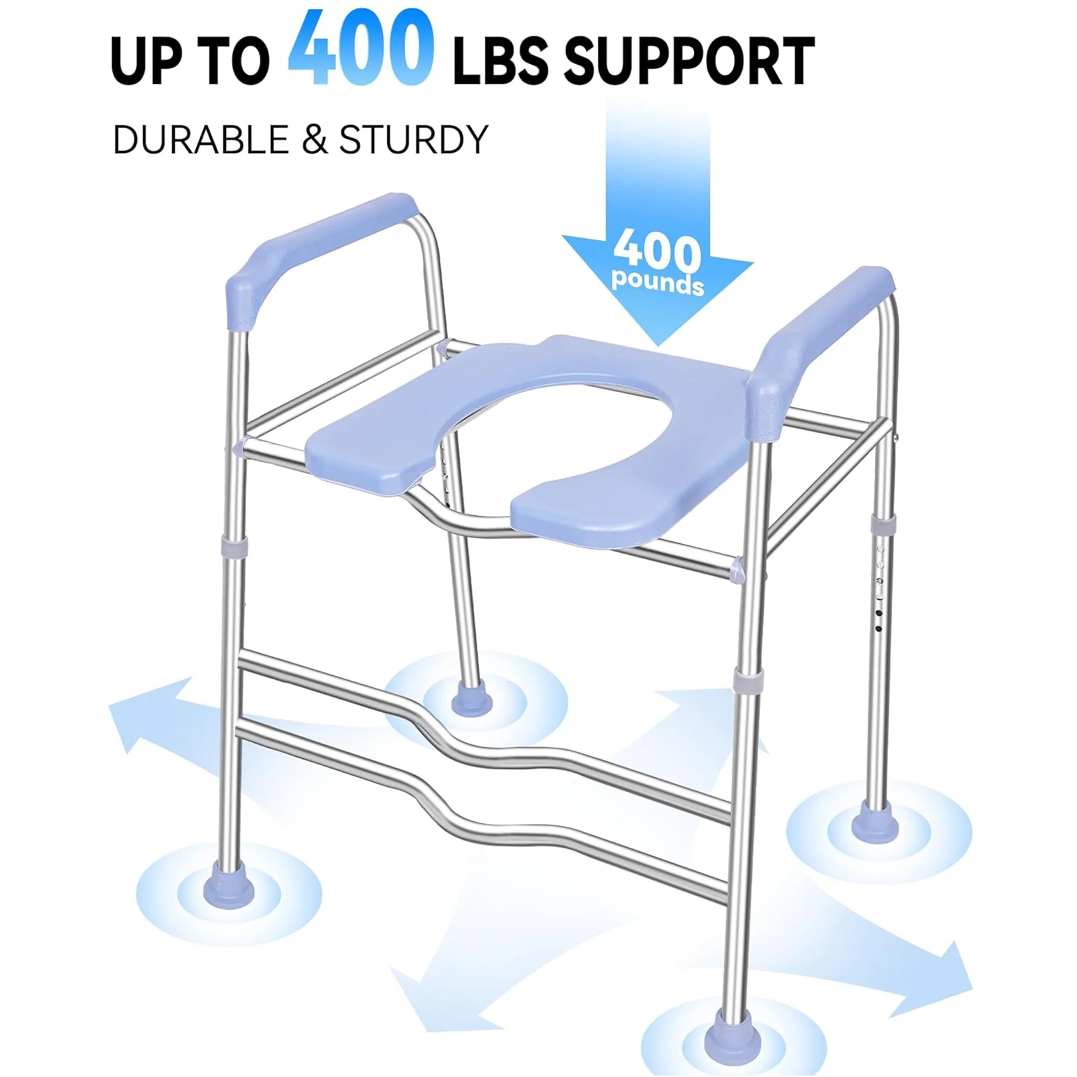 Raised Toilet Seat with Handles and Soft Seat, up to 400lbs Commode Chair for Toilet, Handicap Toilet Seat for Seniors and Pregnant, Widen to Fit All Toilets