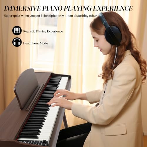 Ktaxon Digital Piano 88-Key Weighted Action Electric Piano with 3-Pedal Unit, Double Bluetooth, Split/Touch/Transpose Control Functions(Black)