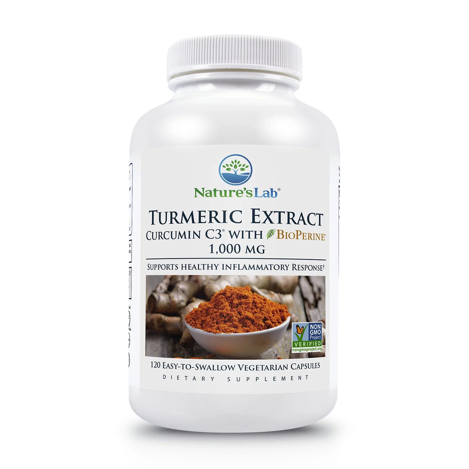 Nature's Lab Turmeric Curcumin C3 Complex 1000mg - 120 Capsules (60 Day Supply) - Turmeric Extract 1000mg & BioPerine 5mg Standardized to 95%, Promotes Cardiovascular, Immune, Joint, Skin Health*
