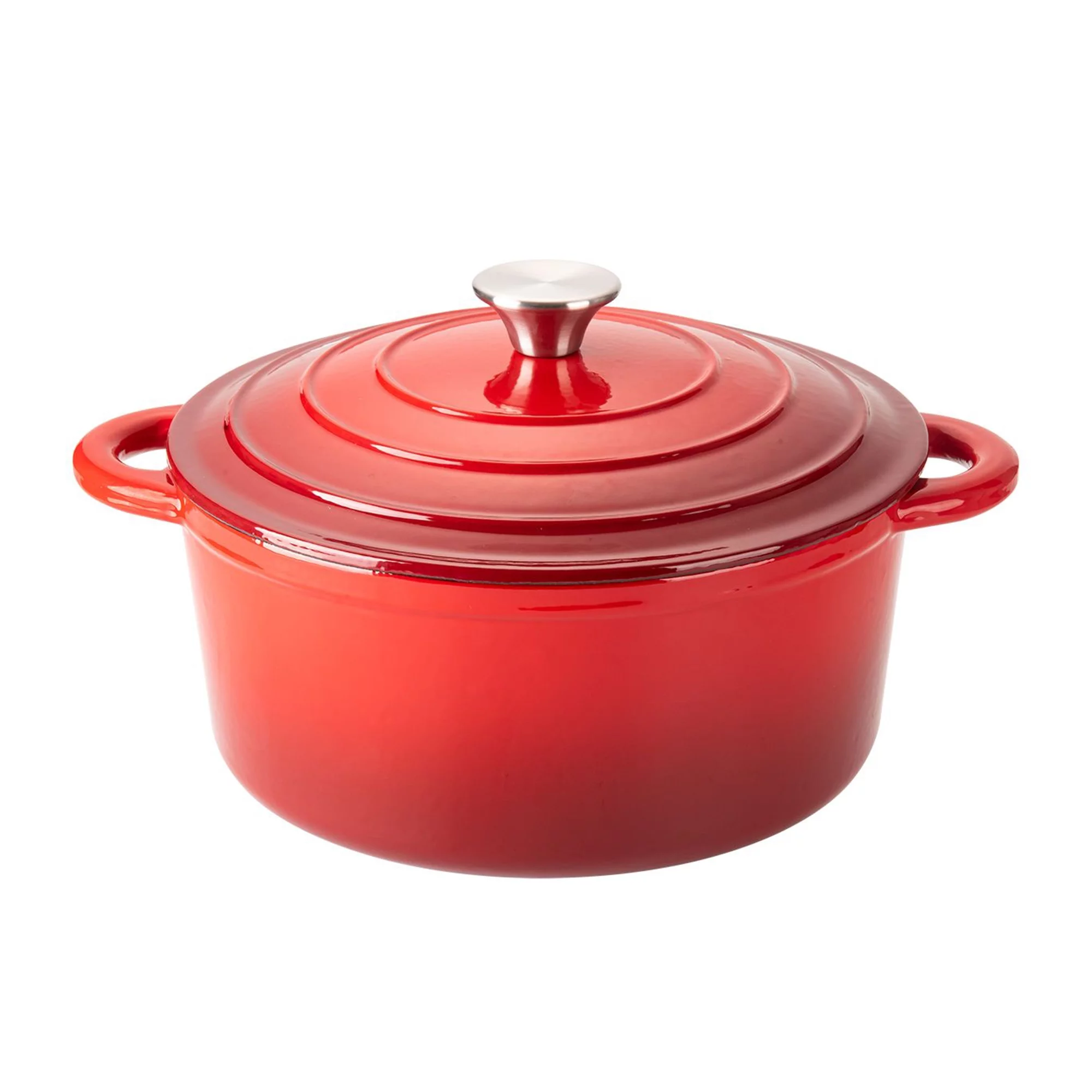 Hamilton Beach 5.5 Quart Enameled Cast Iron Covered Dutch Oven Pot, Red